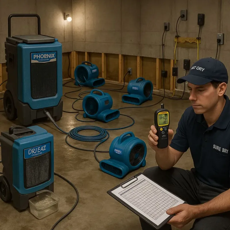 Structural Drying and Dehumidification process in Steger, IL